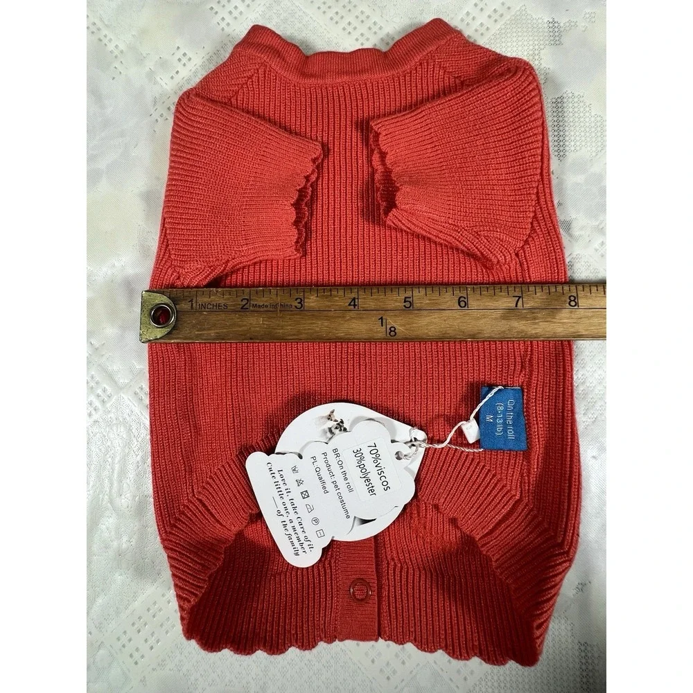 Knitted Sweater Dog Size M( 8-13 Lb ) ON THE ROLL orange